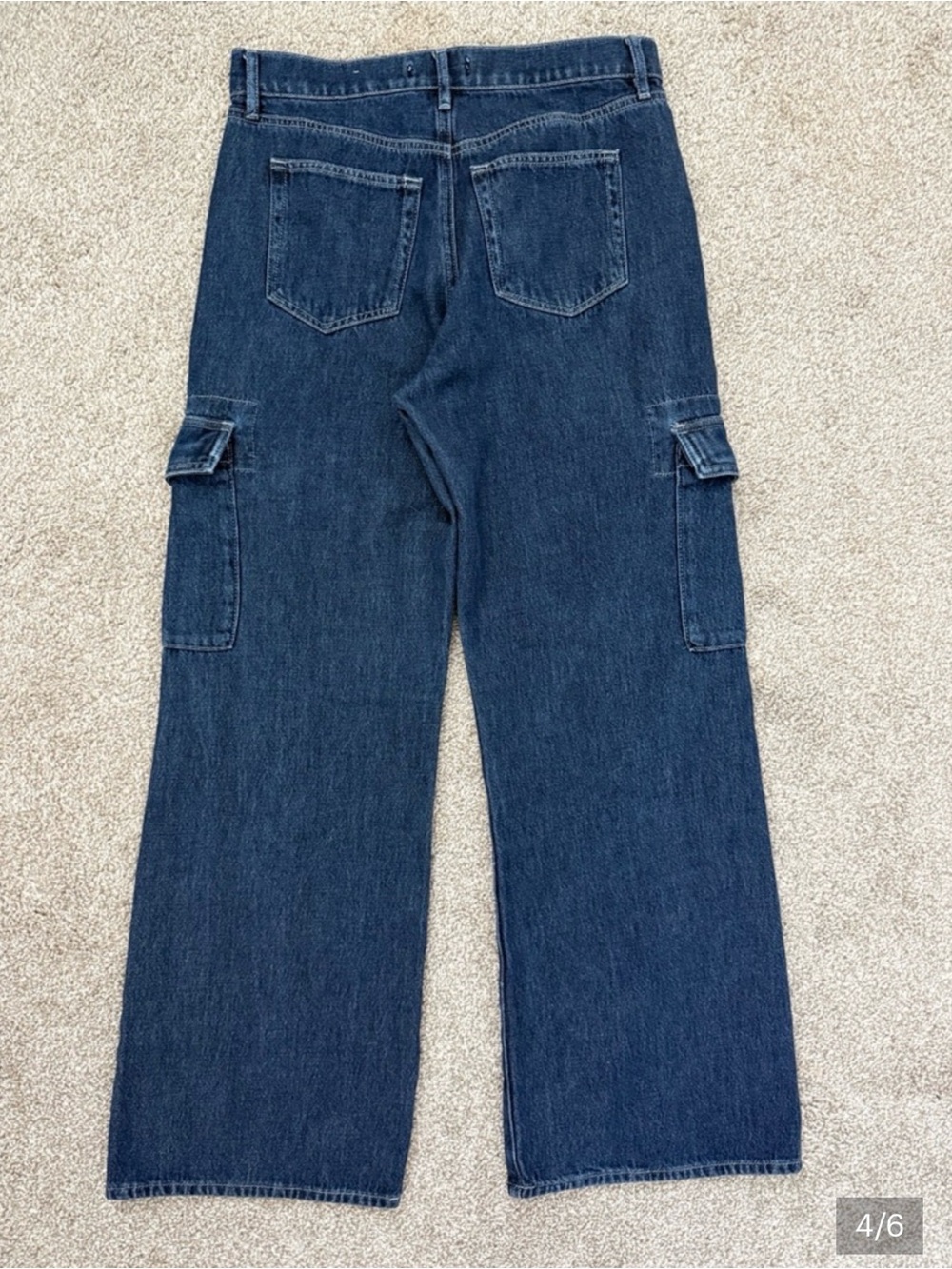 Womens Dark Blue Denim Cargo Jeans